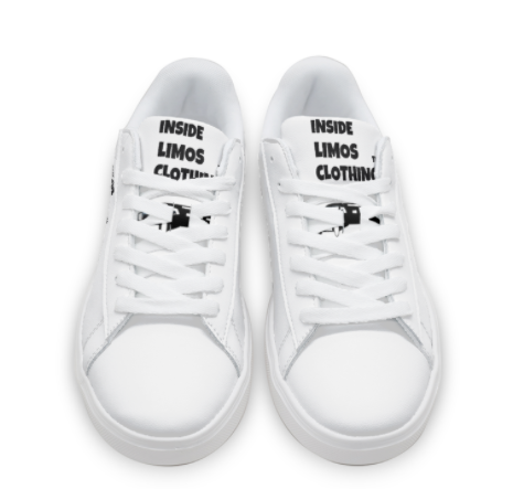 INSIDE LIMOS CLOTHING TM LOW TOP SNEAKERS- WHITE BLACK -SERIES-ITY 2051
