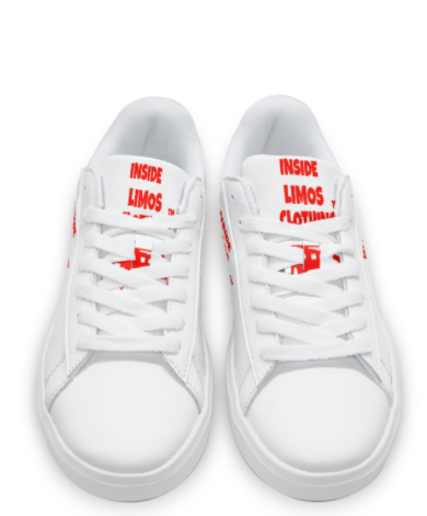 INSIDE LIMOS CLOTHING TM LOW TOP SNEAKERS -WHITE /RED -SERIES-ITY 2052