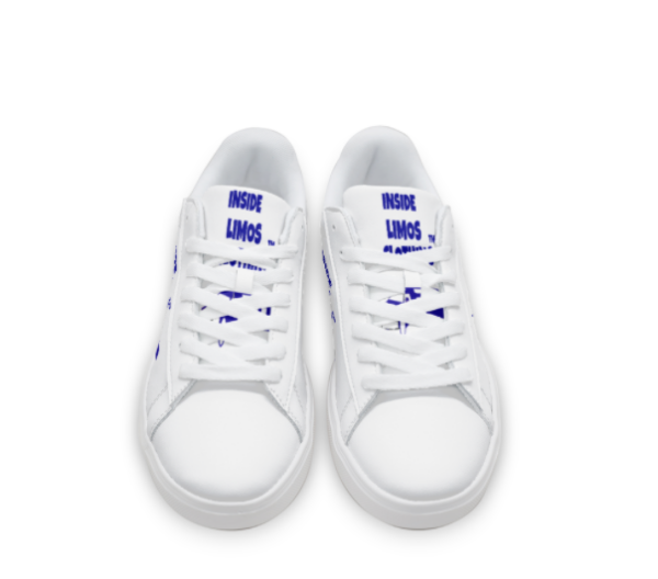 INSIDE LIMOS CLOTHING TM LOW TOP SNEAKERS- WHITE NAVY -SERIES-ITY 2050